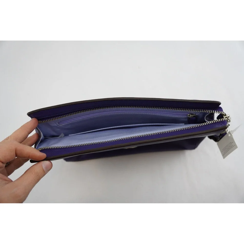 Coach Legacy Penny Leather Flap Clutch 49375 Midnight Purple Small Bag New Other - Picture 6 of 9